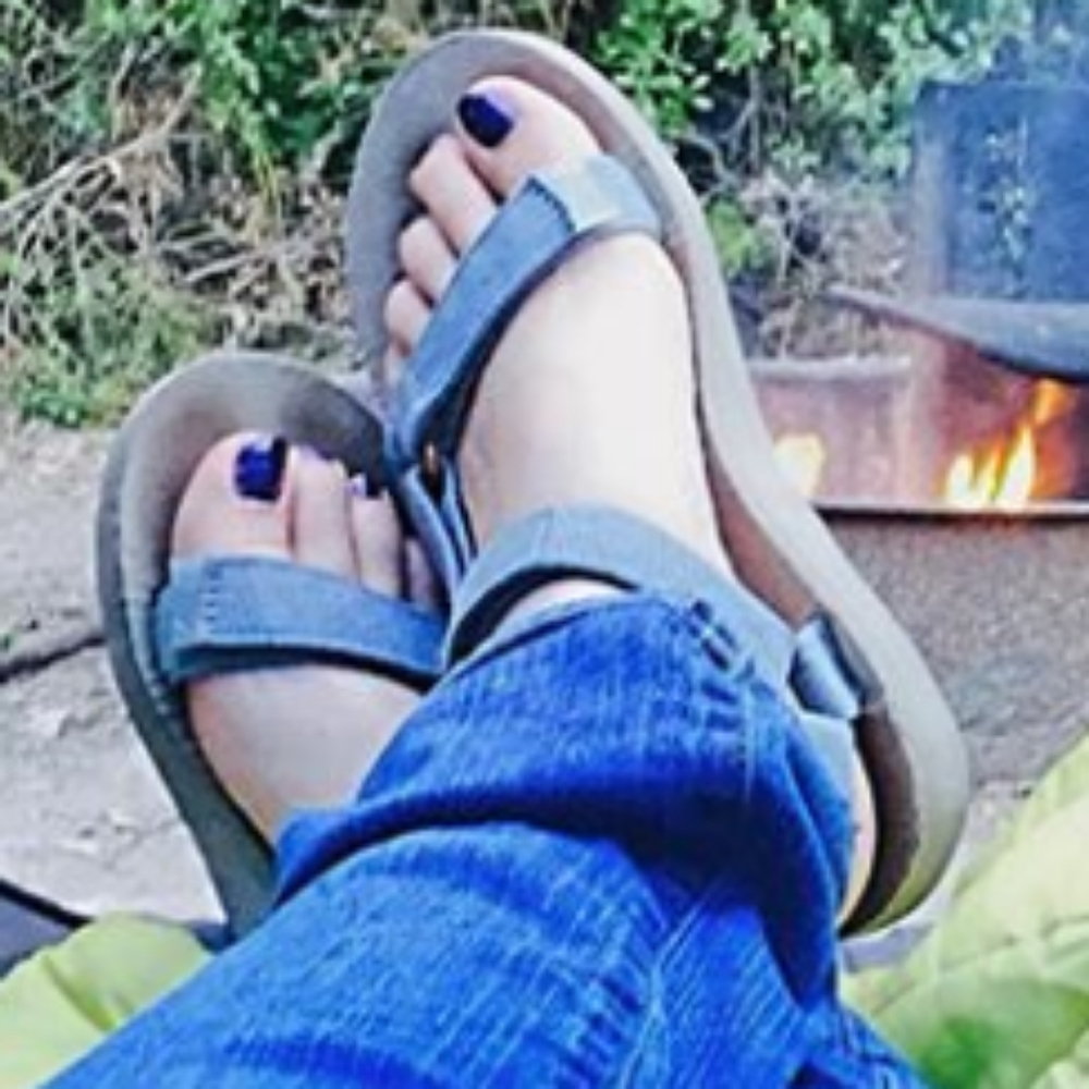 Orchid and Gray Leather Tevas